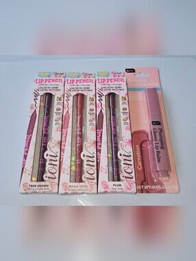 Ioni Gel Lip Pencil Trio — Warm Nude, Plum & True Brown & Plumping Lip Balm BNIB